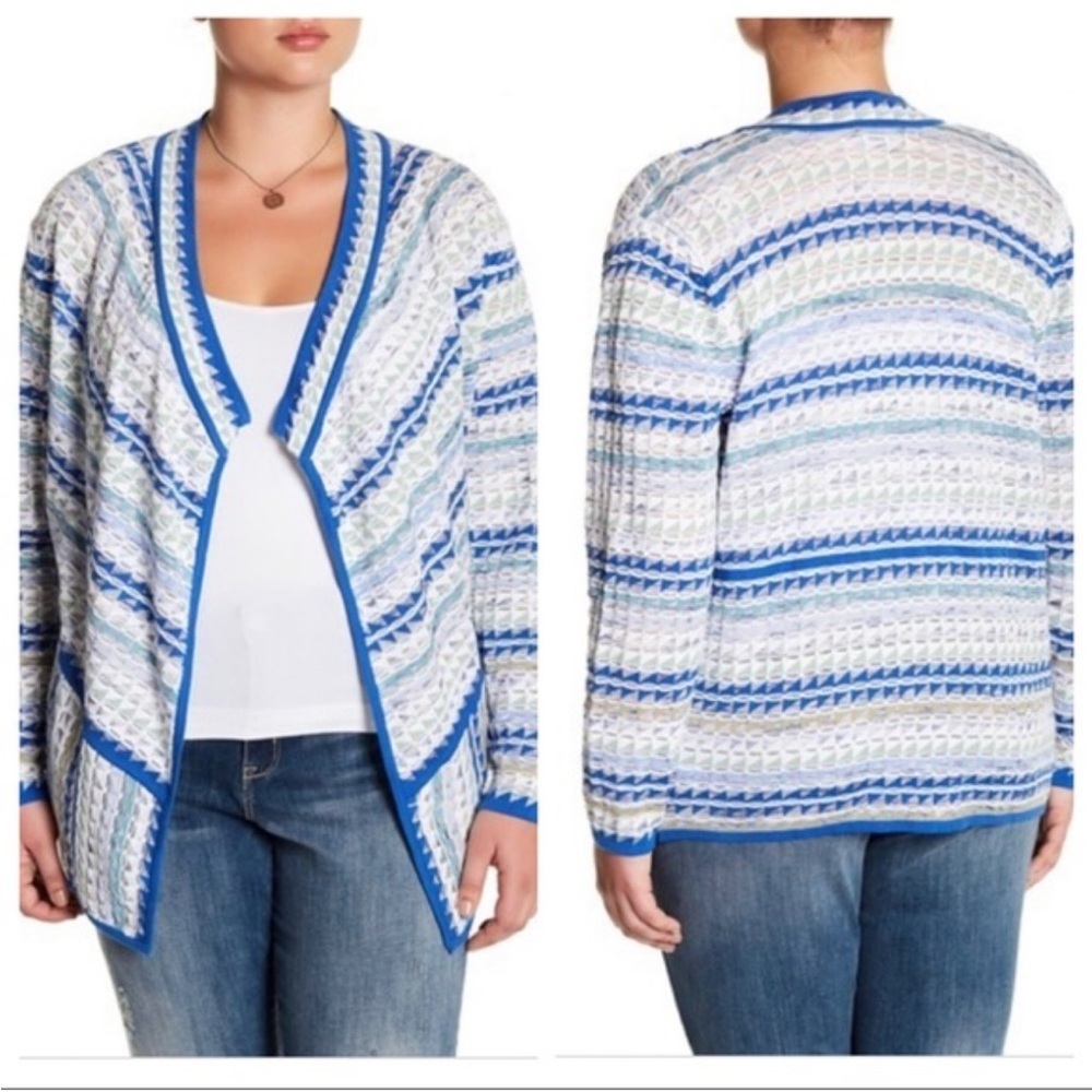 NIC+ZOE Women's Multicolor Open-Front Cardigan size L